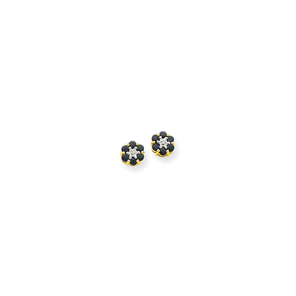 14K Gelbgold & Rhodium Saphir & Echt Diamant Ohrstecker