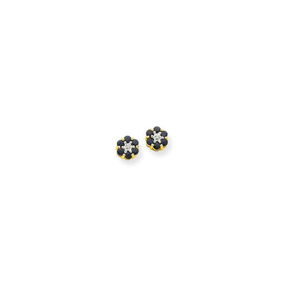 14K Gelbgold & Rhodium Saphir & Echt Diamant Ohrstecker