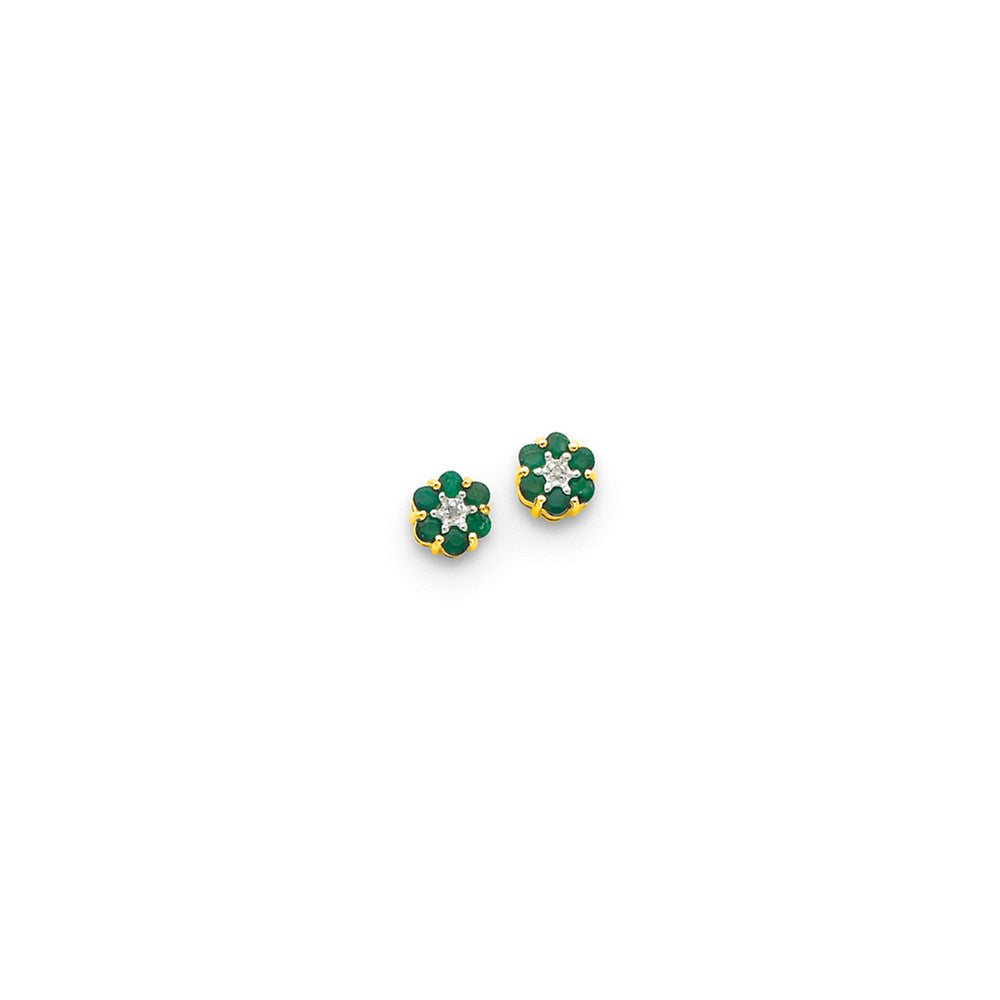 14K Gelbgold & Rhodium Smaragd & Echt Diamant Ohrstecker