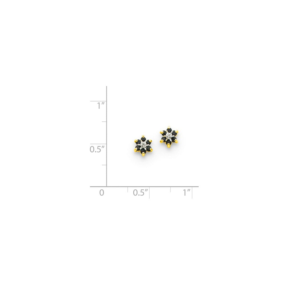 14K Gelbgold & Rhodium Rund Saphir & Echt Diamant Ohrstecker