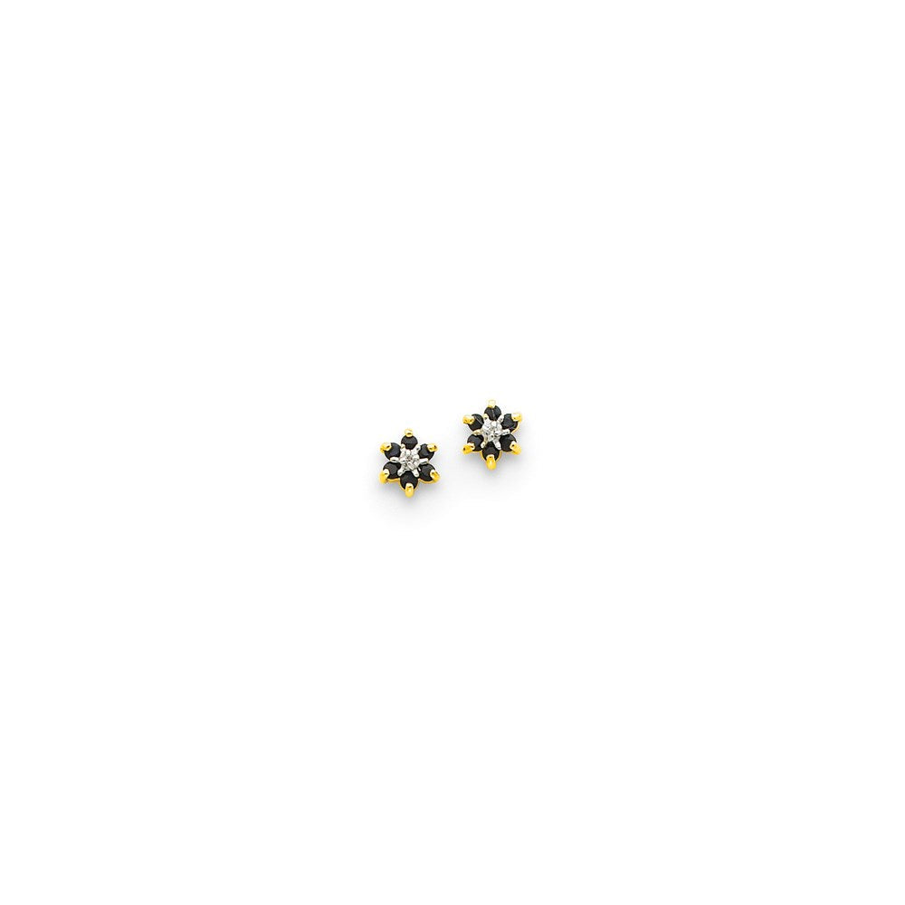 14K Gelbgold & Rhodium Rund Saphir & Echt Diamant Ohrstecker