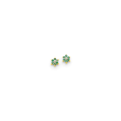 14K Gelbgold & Rhodium Rund Smaragd & Echt Diamant Ohrstecker