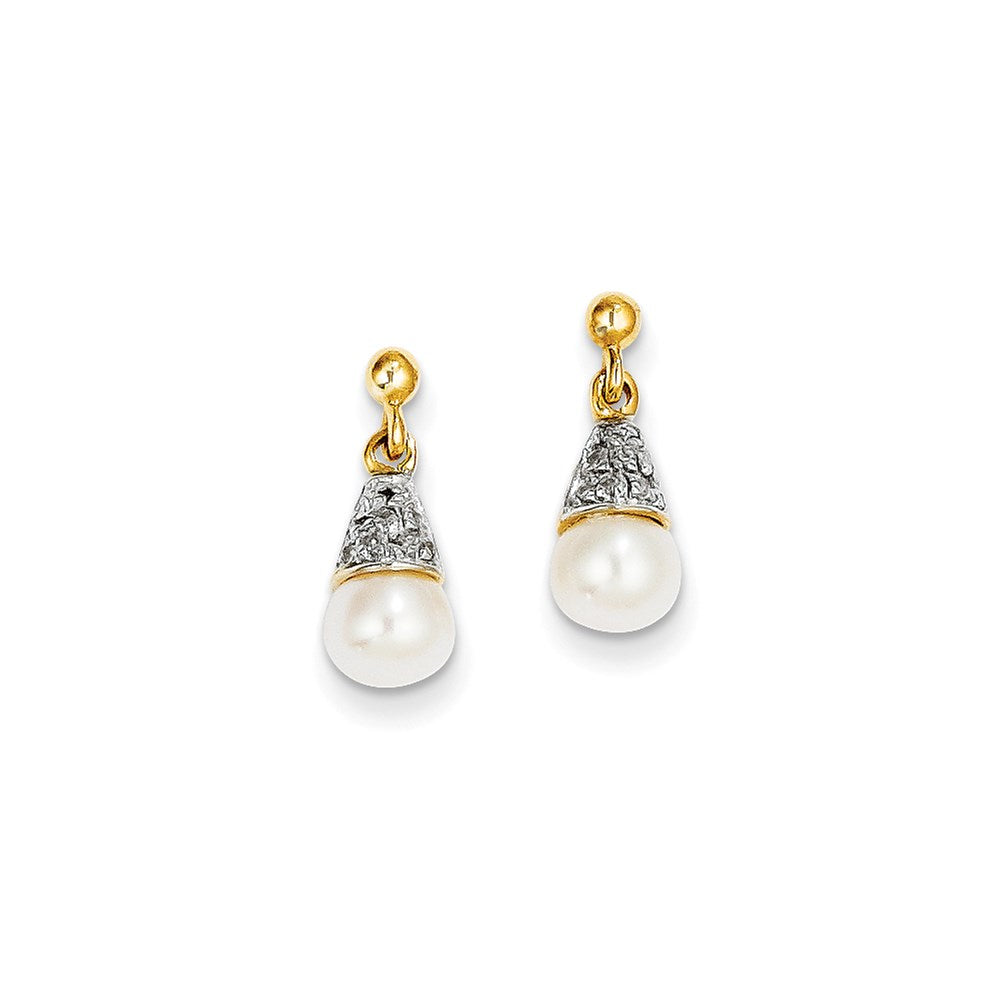 14K Gelbgold & Rhod. Fwcp & Diamant Ohrringe