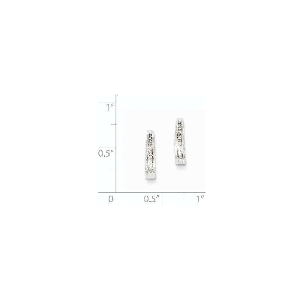 14K Weißgold Diamant-J-Creolen mit Ohrstecker-Verschluss, echt