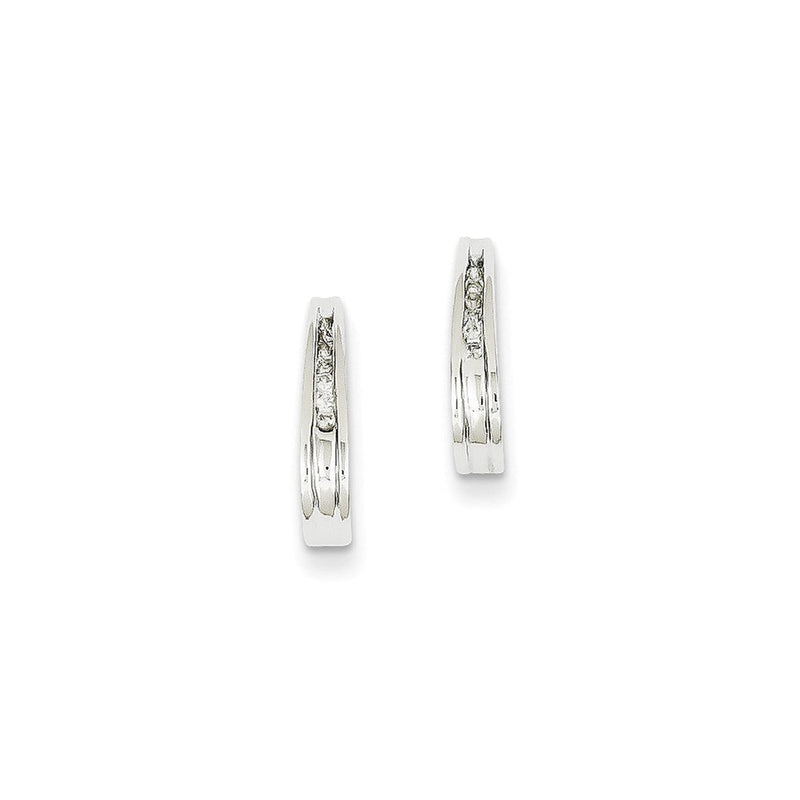 14K Weißgold Diamant-J-Creolen mit Ohrstecker-Verschluss, echt