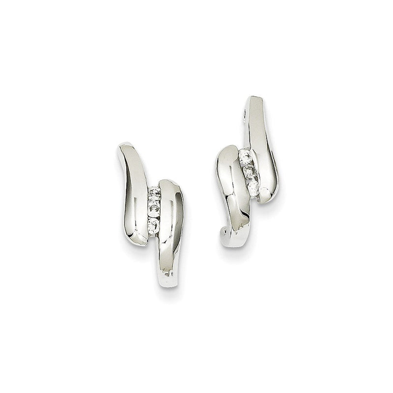 14K Weißgold Ohrstecker mit echten Diamanten