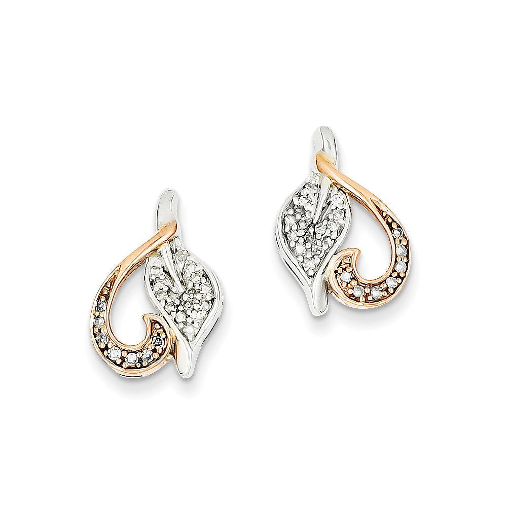 14K Gelbgold, Weißgold & Rhodium Herz-Ohrstecker mit echten Diamanten