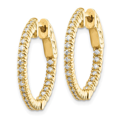 14K Gelbgold Creolen mit Diamanten, rund, mit Sicherheitsverschluss