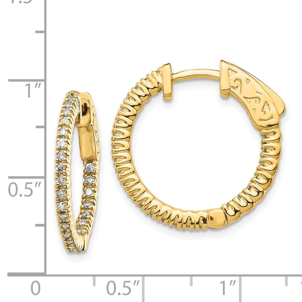14K Gelbgold Creolen mit Diamanten, rund, mit Sicherheitsverschluss