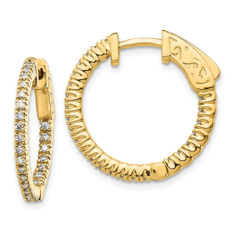 14K Gelbgold Creolen-Ohrringe mit 0,375 ct. im Labor gezüchteten Diamanten in Rund-Schliff, VS/SI+ G+, im In-and-Out-Design mit Sicherheitsverschluss