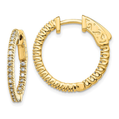 14K Gelbgold Creolen mit Diamanten, rund, mit Sicherheitsverschluss