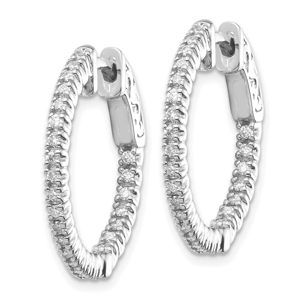 14K Weißgold Creolen mit rundem Diamant und Sicherheitsverschluss