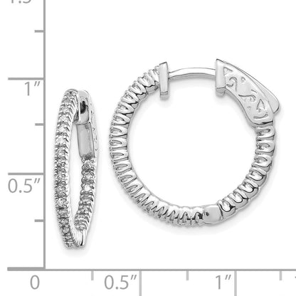 14K Weißgold Creolen mit rundem Diamant und Sicherheitsverschluss