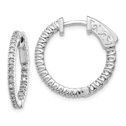 14K Weißgold Creolen mit rundem Diamant und Sicherheitsverschluss