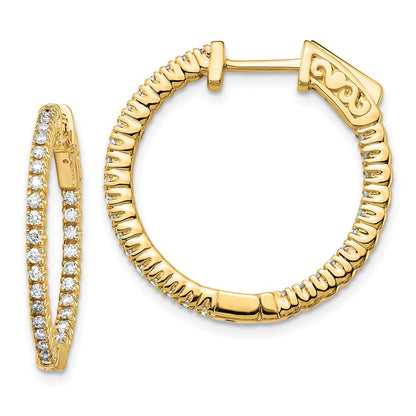 14K Gelbgold Creolen mit rundem Diamantbesatz und Sicherheitsverschluss