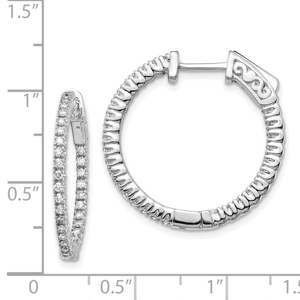 14K Weißgold Diamant Runde Creolen mit Sicherheitsverschluss