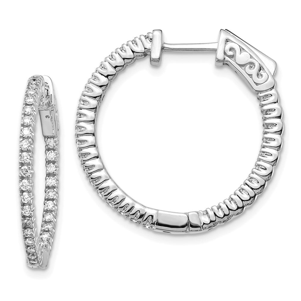 14K Weißgold Creolen mit im Labor gezüchteten Diamanten im Rundschliff, 0,625 ct., VS/SI+ G+, In-and-Out-Design, mit Sicherheitsverschluss