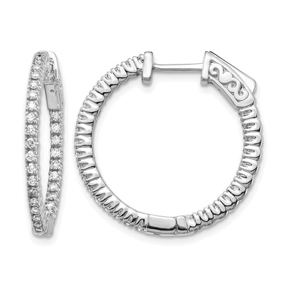 14K Weißgold Diamant Runde Creolen mit Sicherheitsverschluss