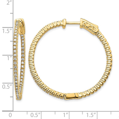 14K Gelbgold Creolen-Ohrringe mit 0,75 ct. Labor gezüchteten Diamanten, VS/SI+ G+, rund, Im-und-Aus-Fassung mit Sicherheitsverschluss