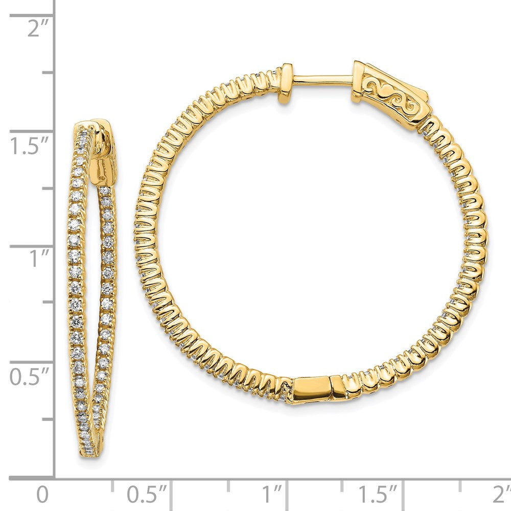 14K Gelbgold Creolen mit Diamanten, rund, mit Sicherheitsverschluss