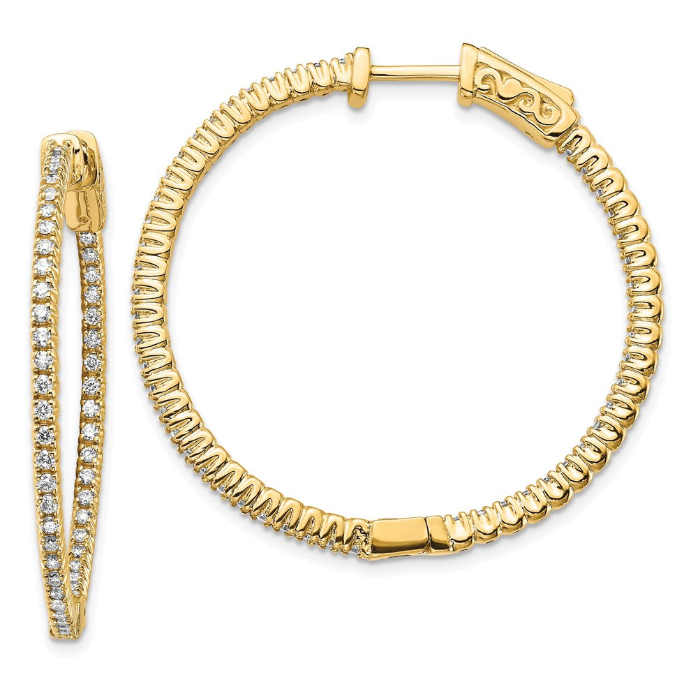 14K Gelbgold Creolen mit Diamanten, rund, mit Sicherheitsverschluss