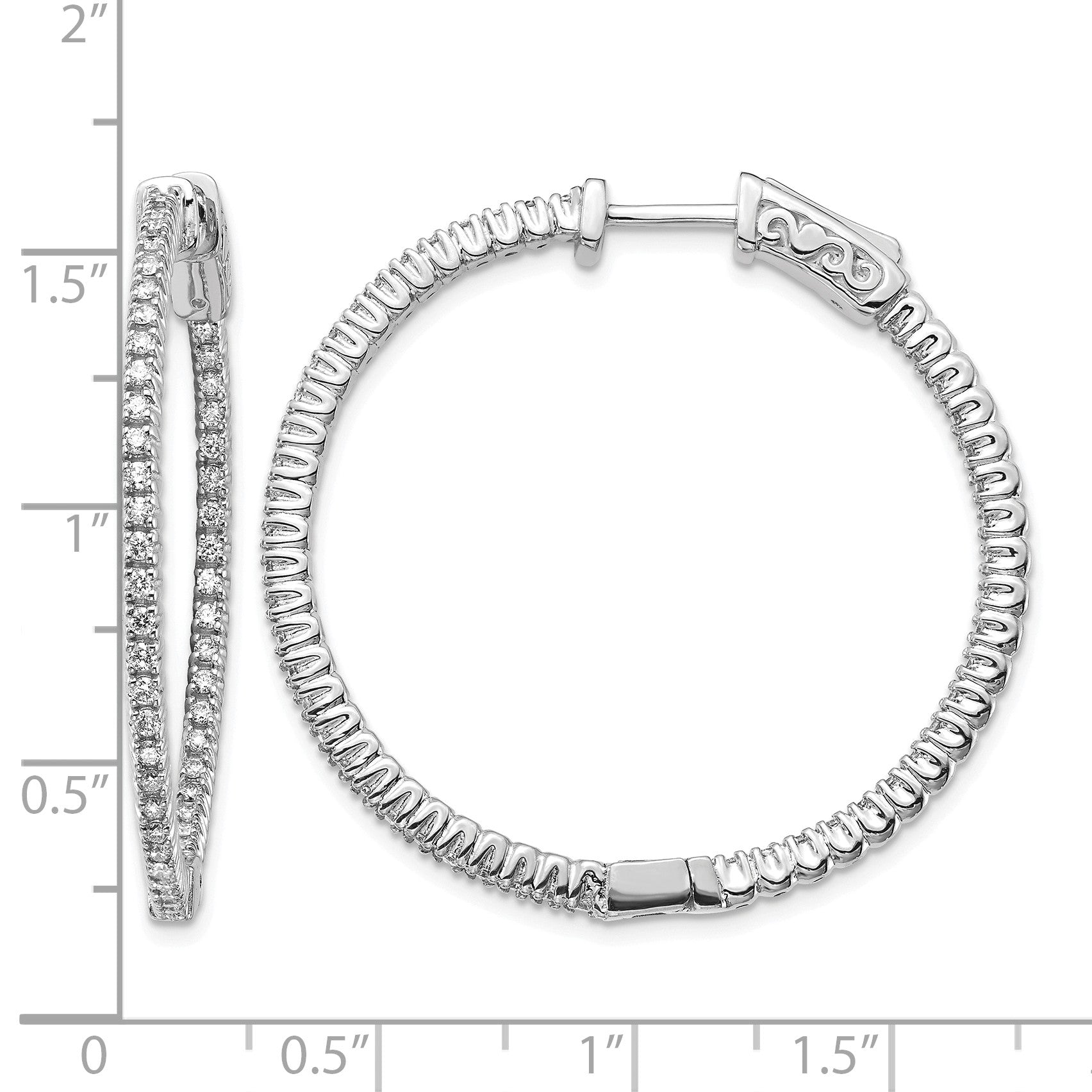 14K Weißgold Creolen mit 0,75 ct. im Labor gezüchteten Diamanten, rund, im Wechsel gefasst, VS/SI+ G+, mit Sicherheitsverschluss