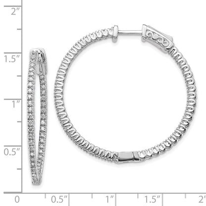 14K Weißgold Diamant Runde Creolen mit Sicherheitsverschluss