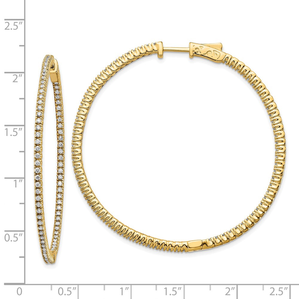 14K Gelbgold Creolen mit Diamanten, rund, mit Sicherheitsverschluss
