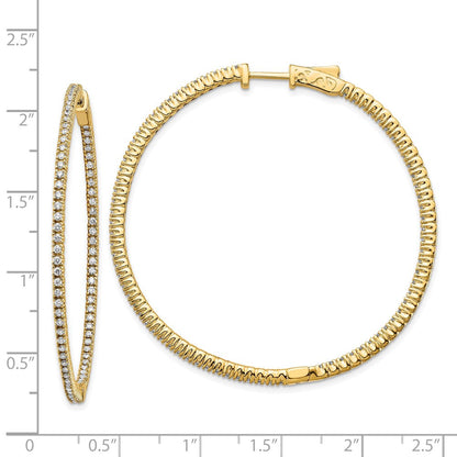 14K Gelbgold Creolen mit Diamanten, rund, mit Sicherheitsverschluss