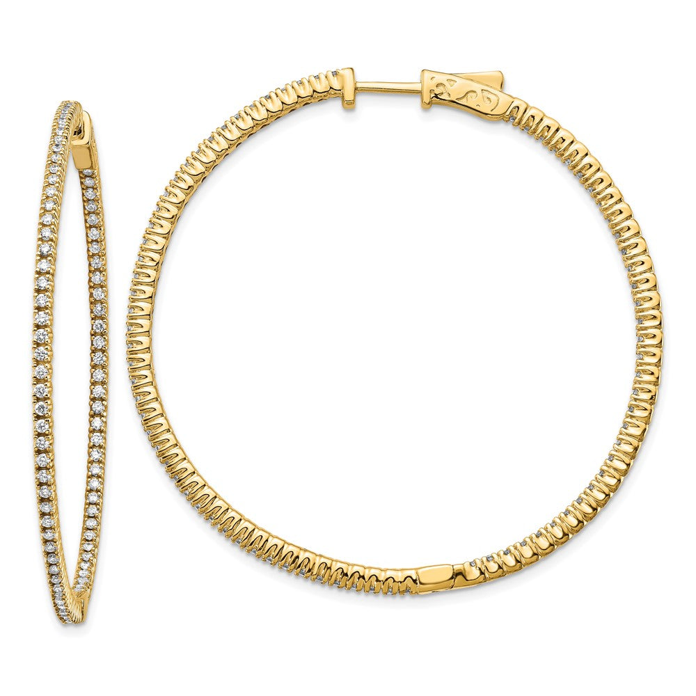 14K Gelbgold Creolen mit Diamanten, rund, mit Sicherheitsverschluss