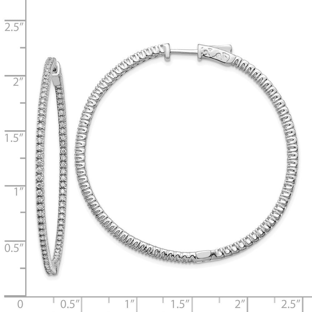 14K Weißgold Diamant Runde Creolen mit Sicherheitsverschluss
