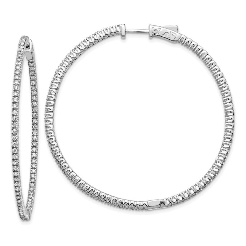 14K Weißgold Diamant Runde Creolen mit Sicherheitsverschluss