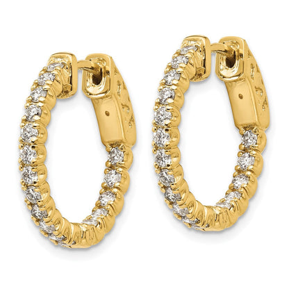 14K Gelbgold Diamant-Creolen mit Sicherheitsverschluss, rund
