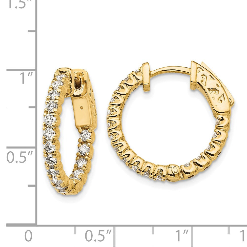 14K Gelbgold Diamant-Creolen mit Sicherheitsverschluss, rund