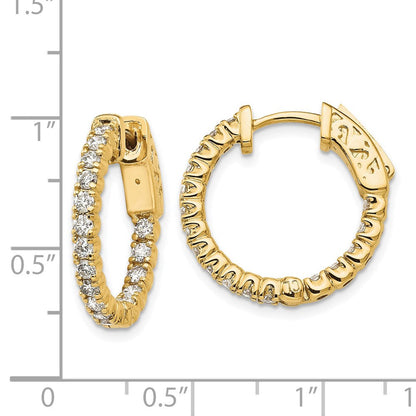 14K Gelbgold Diamant-Creolen mit Sicherheitsverschluss, rund