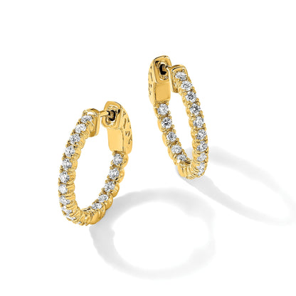 14K Gelbgold Diamant-Creolen mit Sicherheitsverschluss, rund