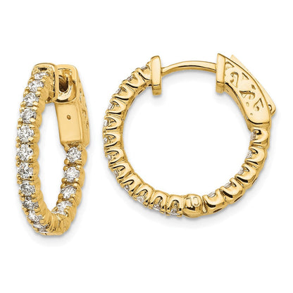 14K Gelbgold Diamant-Creolen mit Sicherheitsverschluss, rund