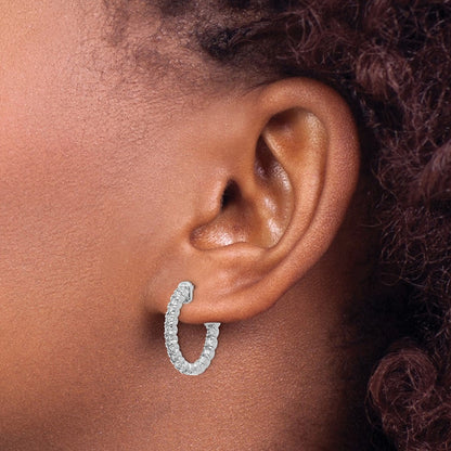 14K Weißgold Diamant-Creolen mit Sicherheitsverschluss