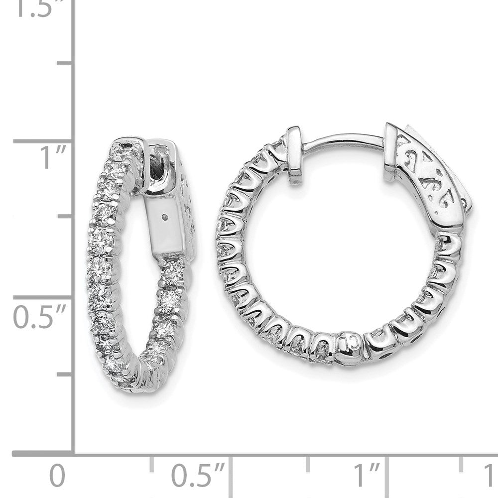 14K Weißgold Diamant-Creolen mit Sicherheitsverschluss