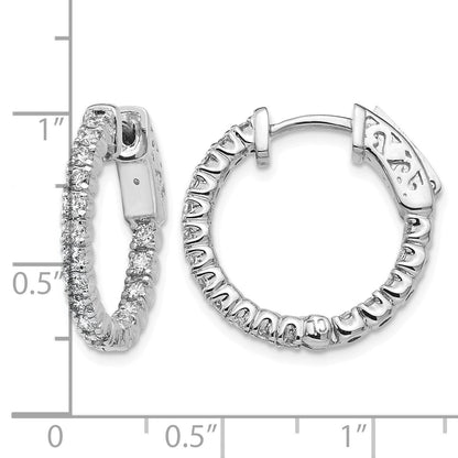 14K Weißgold Creolen mit 1 ct. laborgezüchteten Diamanten, rund, VS/SI+ G+, mit In-and-Out-Sicherheitsverschluss