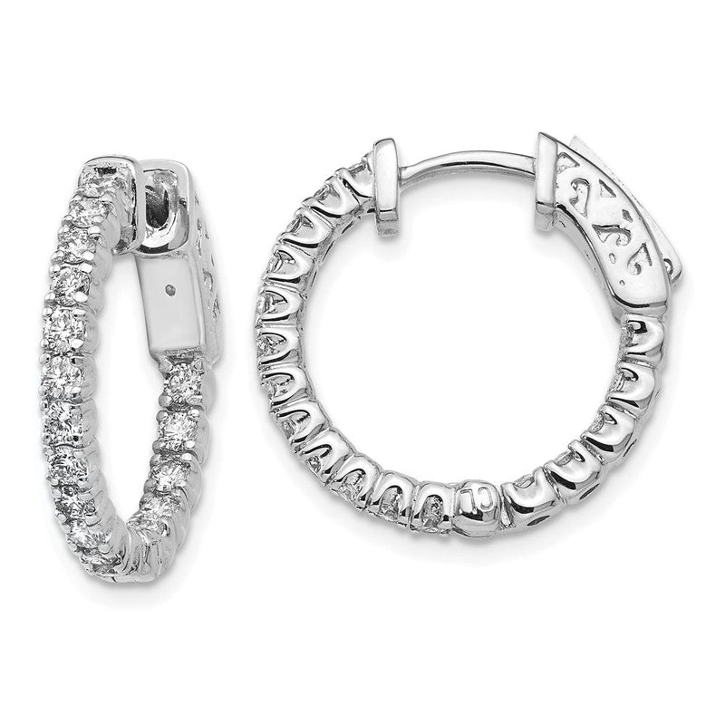 14K Weißgold Diamant-Creolen mit Sicherheitsverschluss