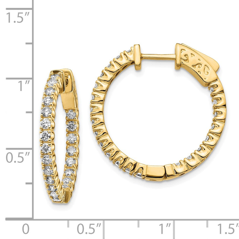14K Gelbgold Diamant Runde Creolen mit Sicherheitsverschluss