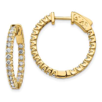 14K Gelbgold Diamant Runde Creolen mit Sicherheitsverschluss