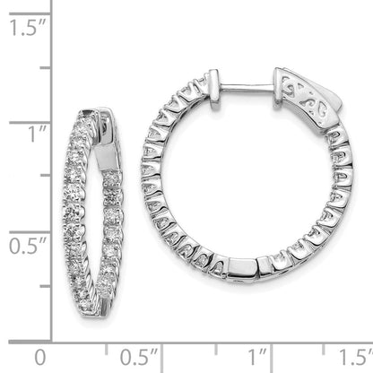 14K Weißgold Diamant Runde Creolen mit Sicherheitsverschluss