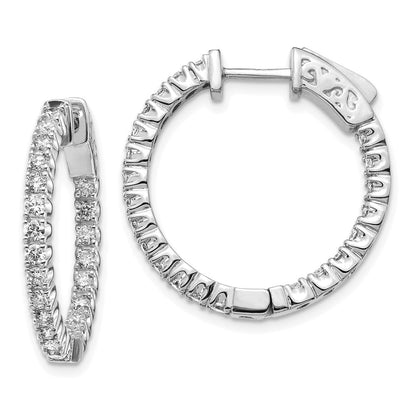 14K Weißgold Diamant Runde Creolen mit Sicherheitsverschluss