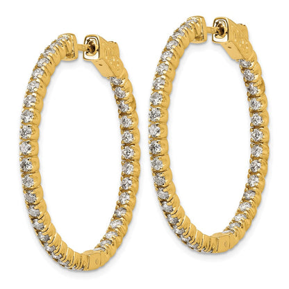 14K Gelbgold Creolen mit Diamanten, rund, mit Sicherheitsverschluss