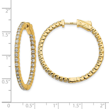 14K Gelbgold Creolen mit Diamanten, rund, mit Sicherheitsverschluss