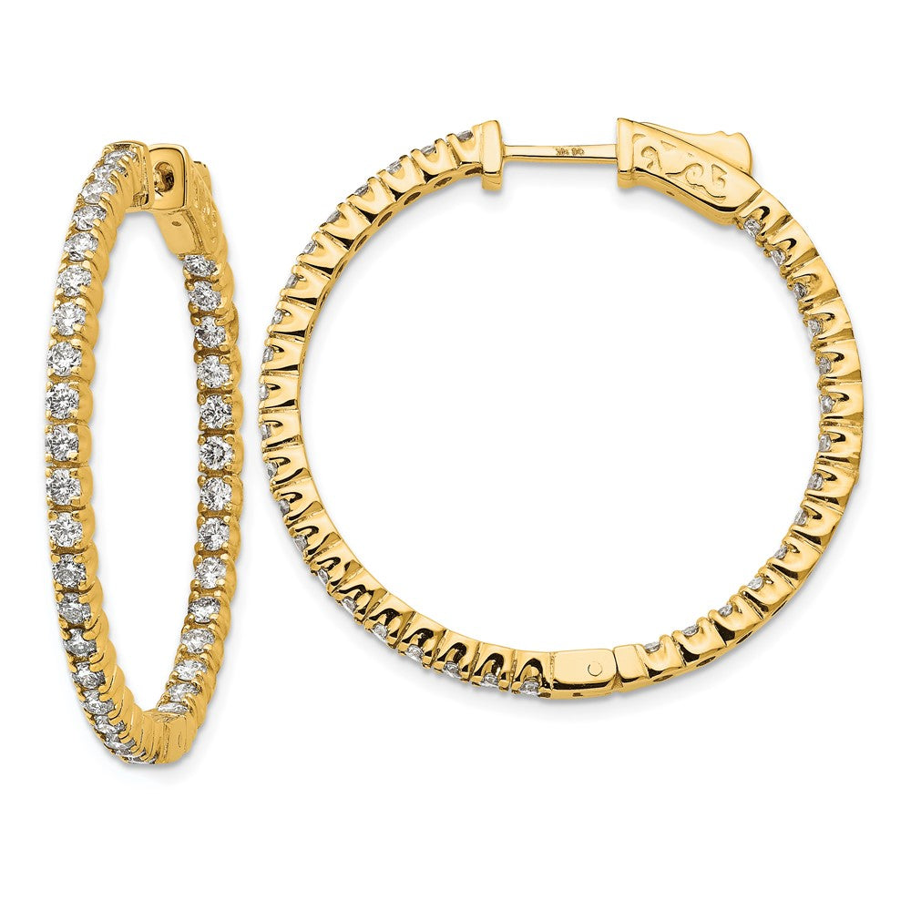 14K Gelbgold Creolen mit Diamanten, rund, mit Sicherheitsverschluss