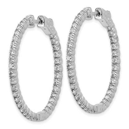 14K Weißgold Creolen mit runden Diamanten und Sicherheitsverschluss