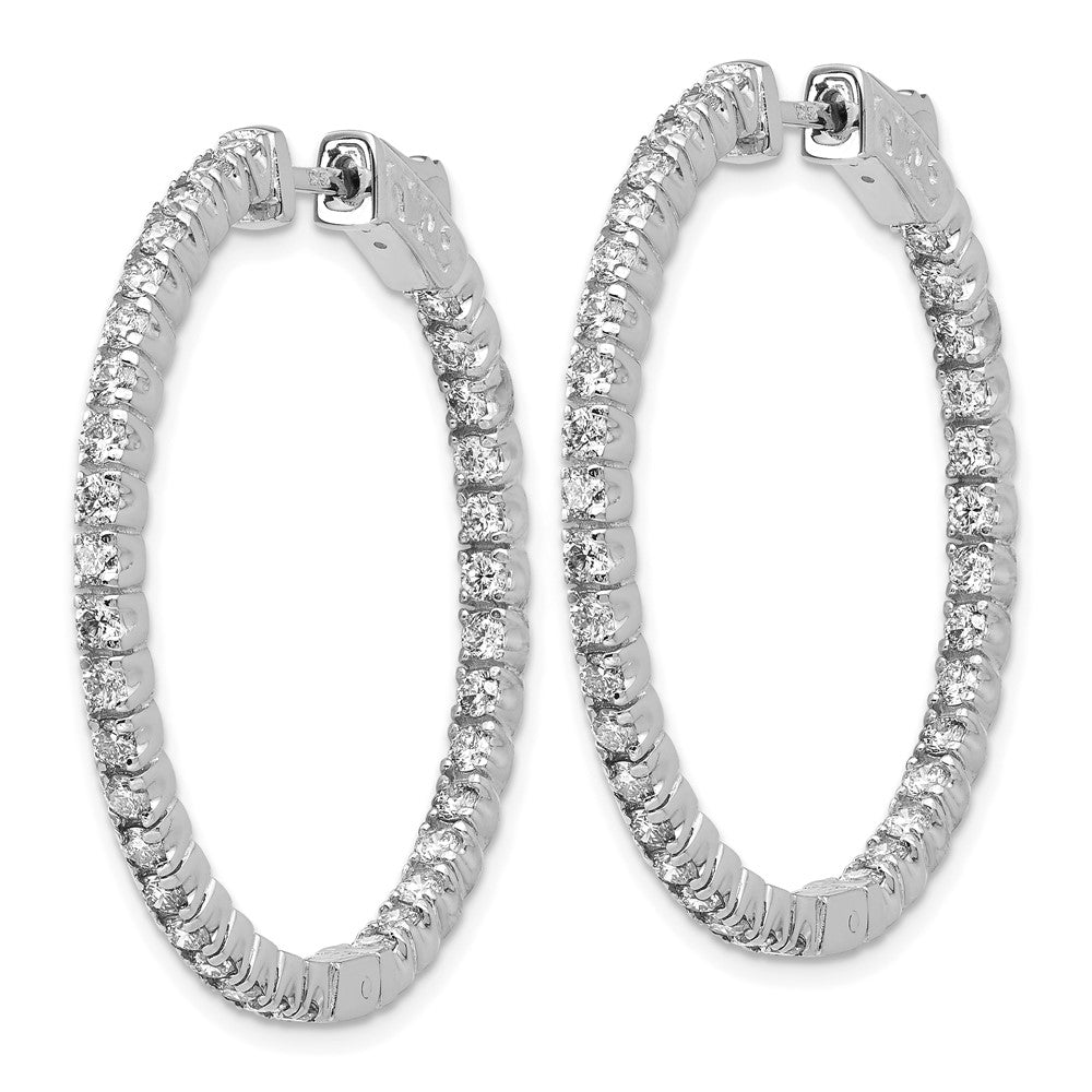 14K Weißgold Creolen mit runden Diamanten und Sicherheitsverschluss